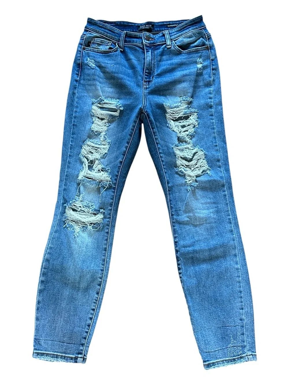 Judy Blue Light Blue Distressed Boyfriend Jeans